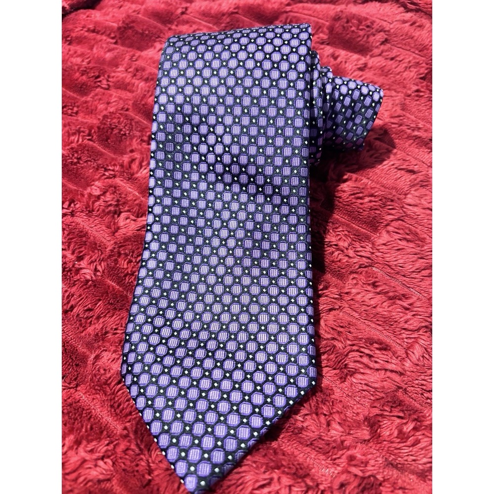 Sean John Black Purple Square Shapes 100% Silk 3.5" Wide 58" Classic